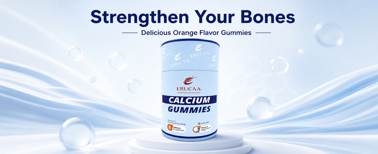 Calcium Gummies with Vitamin D, Phosphorus & Vitamin K | Orange Flavour | 30 Gummies | Gluten Free | Daily Calcium Gummies for Adults