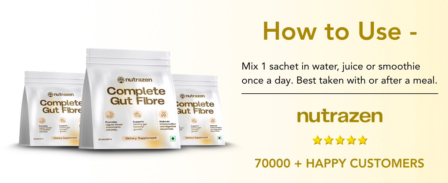 Nutrazen Complete Gut Fibre - Pack of 3, 90 Sachets