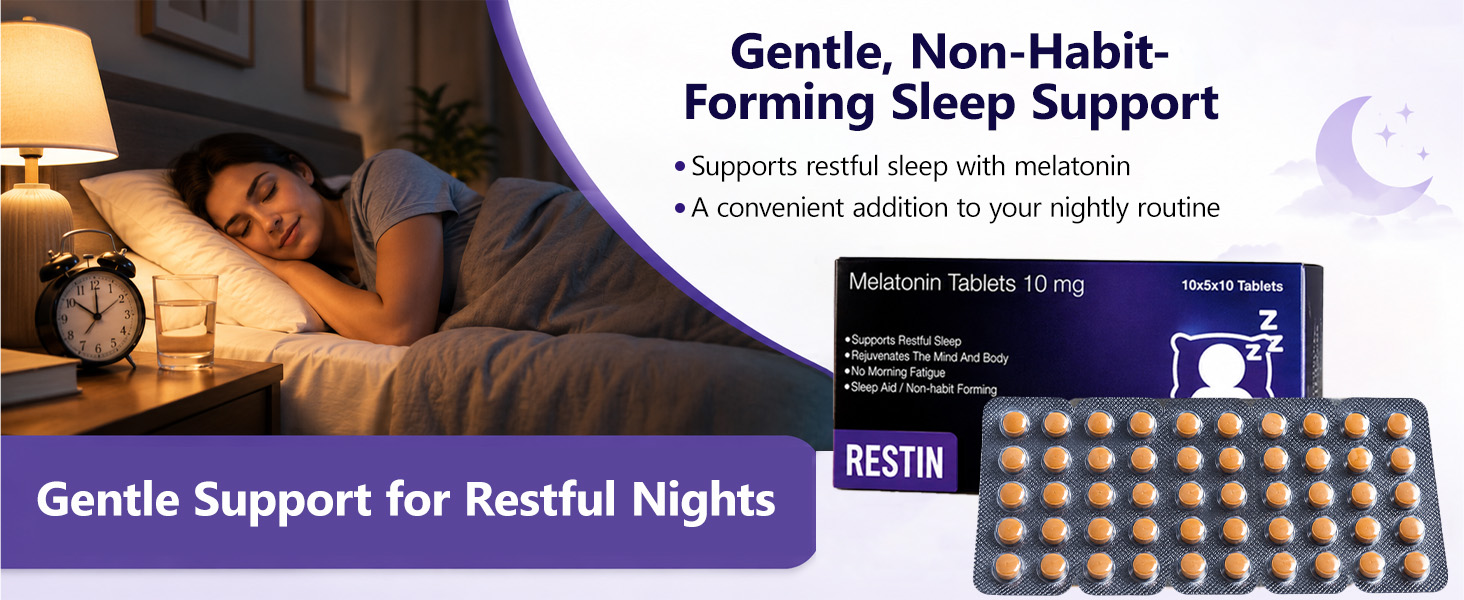 Restin Melatonin 10 mg_Sleep & Relaxation Support Tablets (Pack of 5)