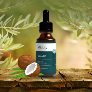 Miduty Coco D3 + K2 – Cholecalciferol Vitamin D3 Drops 600 IU with MK-7 – Support Strong Bones, Muscles & Joints - More Calcium Absorption – Women & Men – 50 ml
