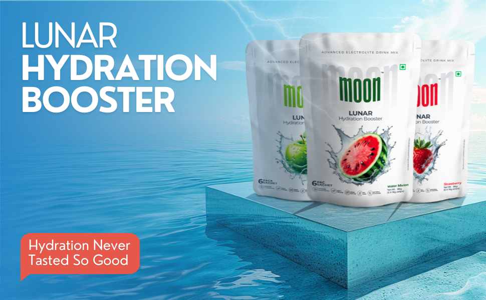 Moon Lunar Lychee hydration Booster | 100% Natural & Healthy Electrolytes Mix | Instant Hydration Pack of 6 (16g Sachets)