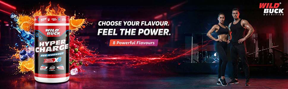Wild Buck Hyper Charge Pre-X4 Hardcore Pre-Workout Supplement with Creatine Monohydrate, Arginine AAKG, Beta-Alanine & Muscle Pump Formula | Caffeinated Punch for Explosive Energy, Focus & Strength [100 Servings, Wild Berries]