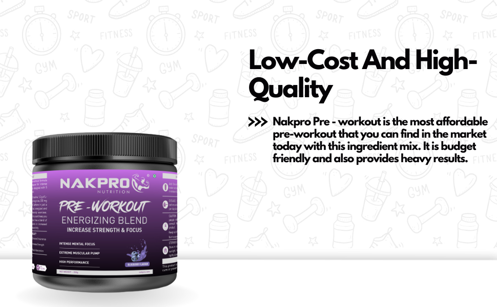 Nakpro Pre Workout Supplement Powder - JAR | 100mg Caffeine, 1.2g Creatine Monohydrate and 1.2g L-Citrulline | 50 per servings, Helps in Lean Muscle Building (Tangy Orange, 250g)
