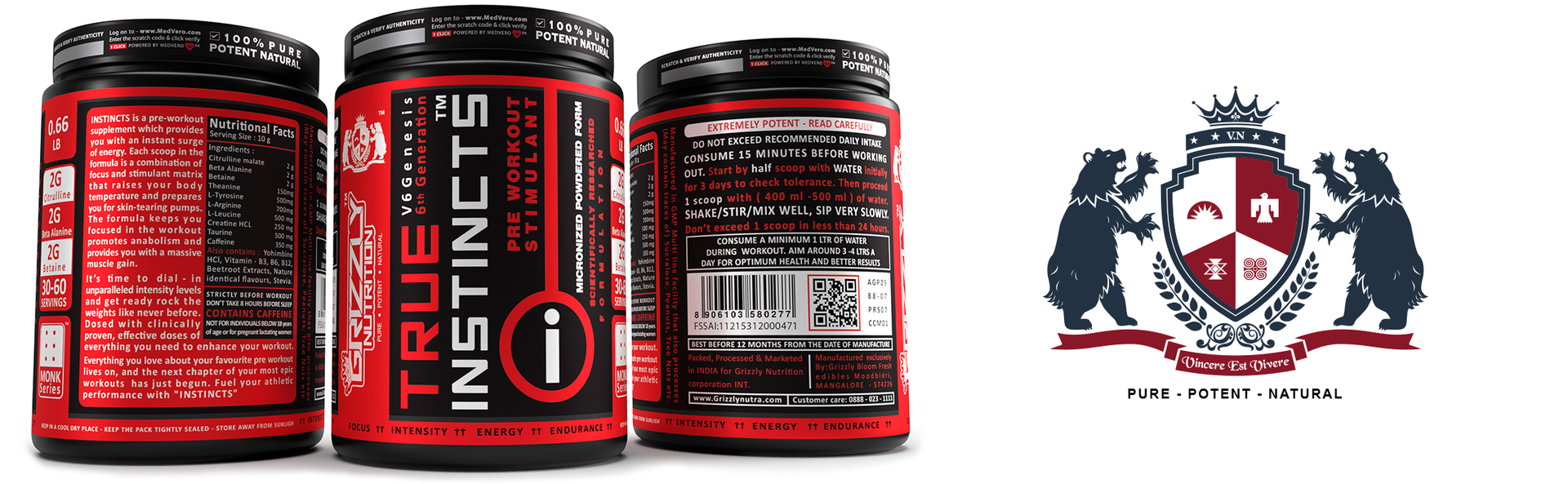 Grizzly Nutrition True Instincts 300g Advanced Pre Workout for Men & Women | Energy, Focus & Pump with L-Citrulline, Beta Alanine, Creatine, Theanine, Caffeine +11 Boosters, Cuban Lime Mojito