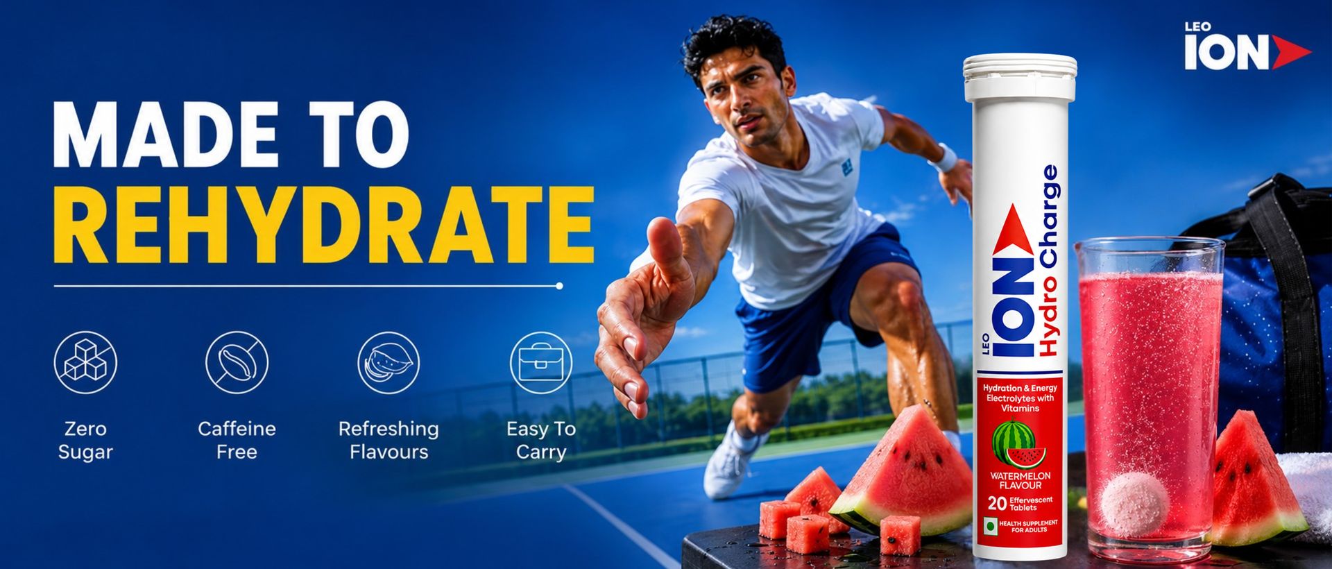 Hydro Charge Electrolytes | Watermelon | 20 Effervescent Tablets