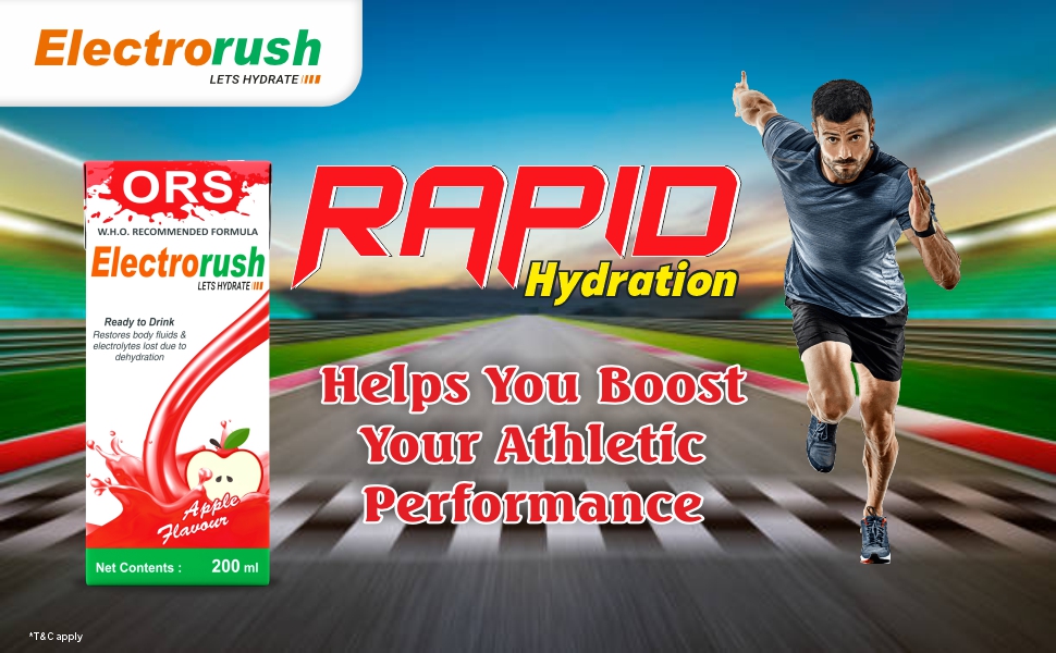 Electrorush ORS Ready to drink | WHO Recommended Formula | Apple Flavour, Pack of 10(200 ml each)