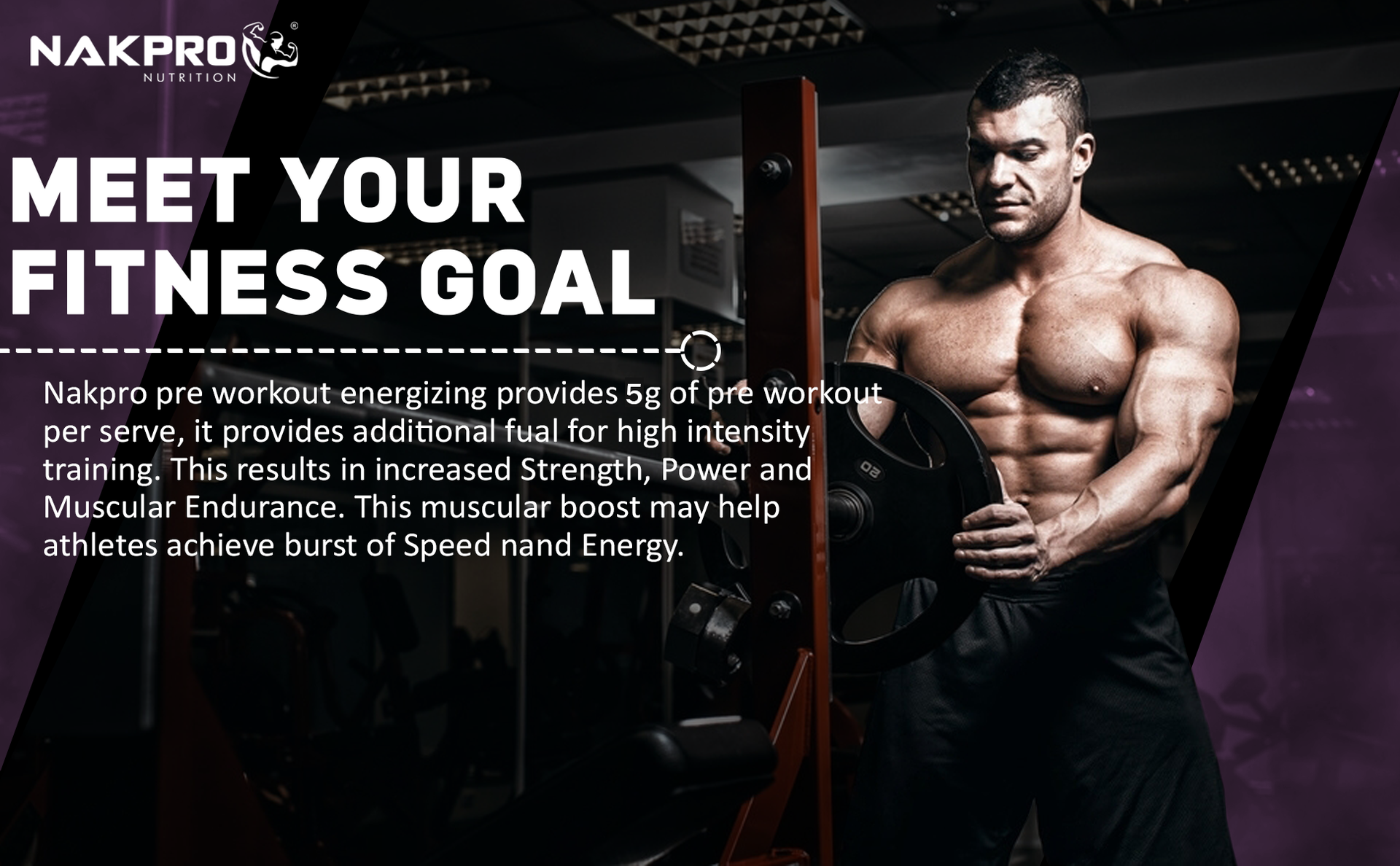 Nakpro Pre Workout Supplement with 100mg Caffeine, 1200mg Creatine Monohydrate and 1200mg Citrulline | Helps in Lean Muscle Building, Improves Workout Performance - 20 Servings (Fruit Punch, 100g)