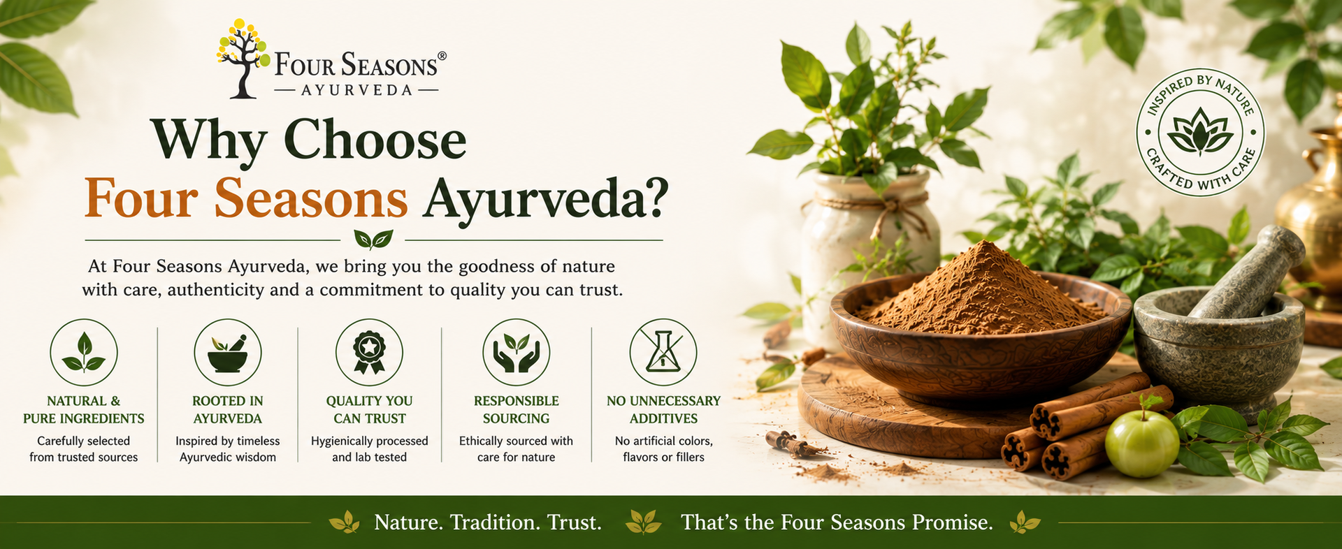 Four Seasons Pure Dalchini Powder (True Ceylon Cinnamon) – Natural Ayurvedic Herbal Powder for Blood Sugar & Digestion Support – Non-Cassia, Zero Preservatives – 100g Pack of 2