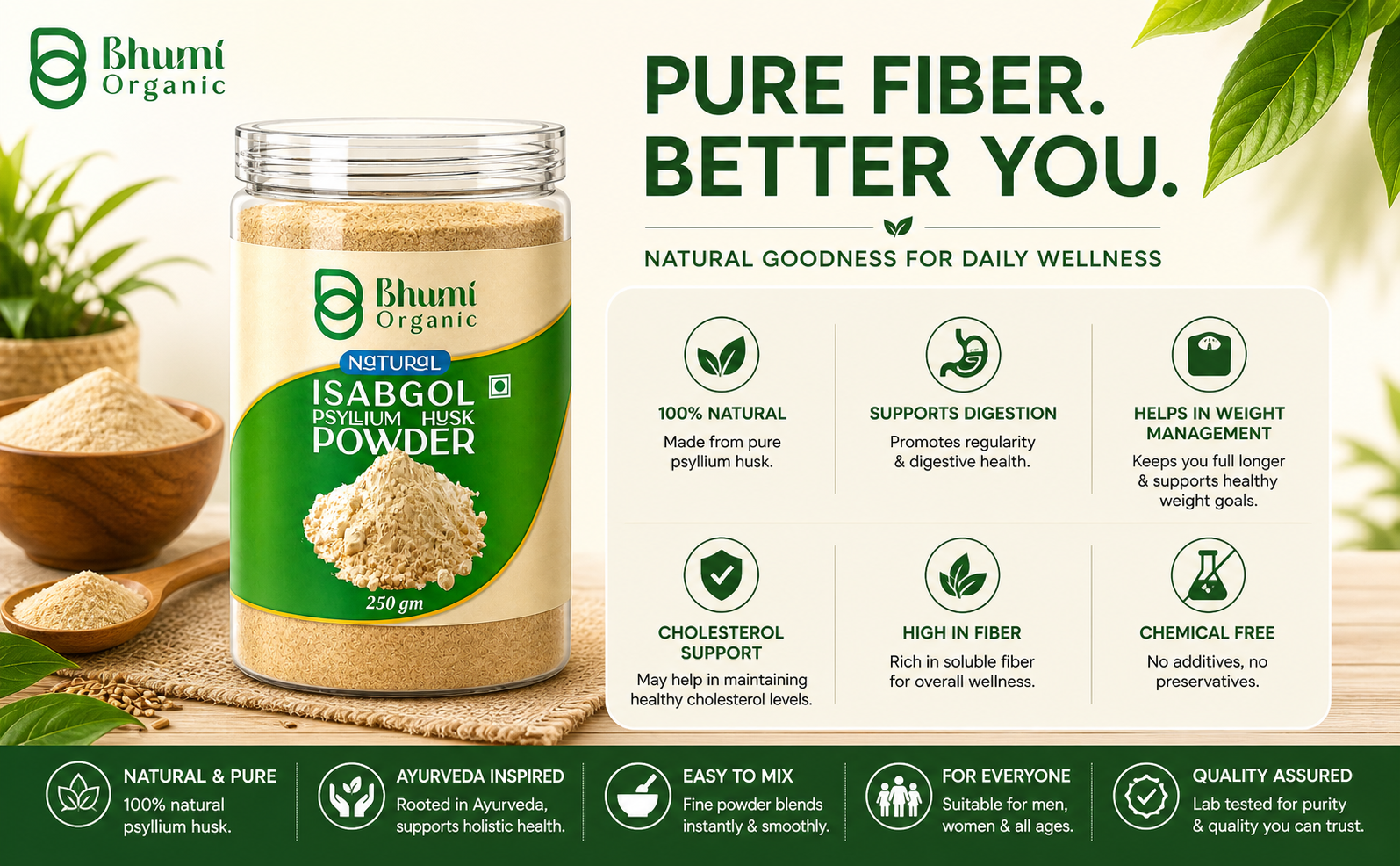 Isabgol Psyllium Whole Husk Powder - 250g