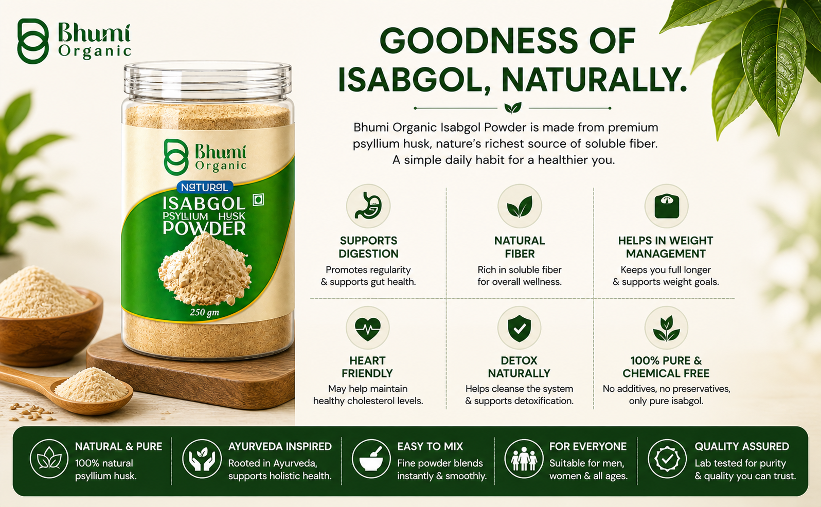 Isabgol Psyllium Whole Husk Powder - 250g