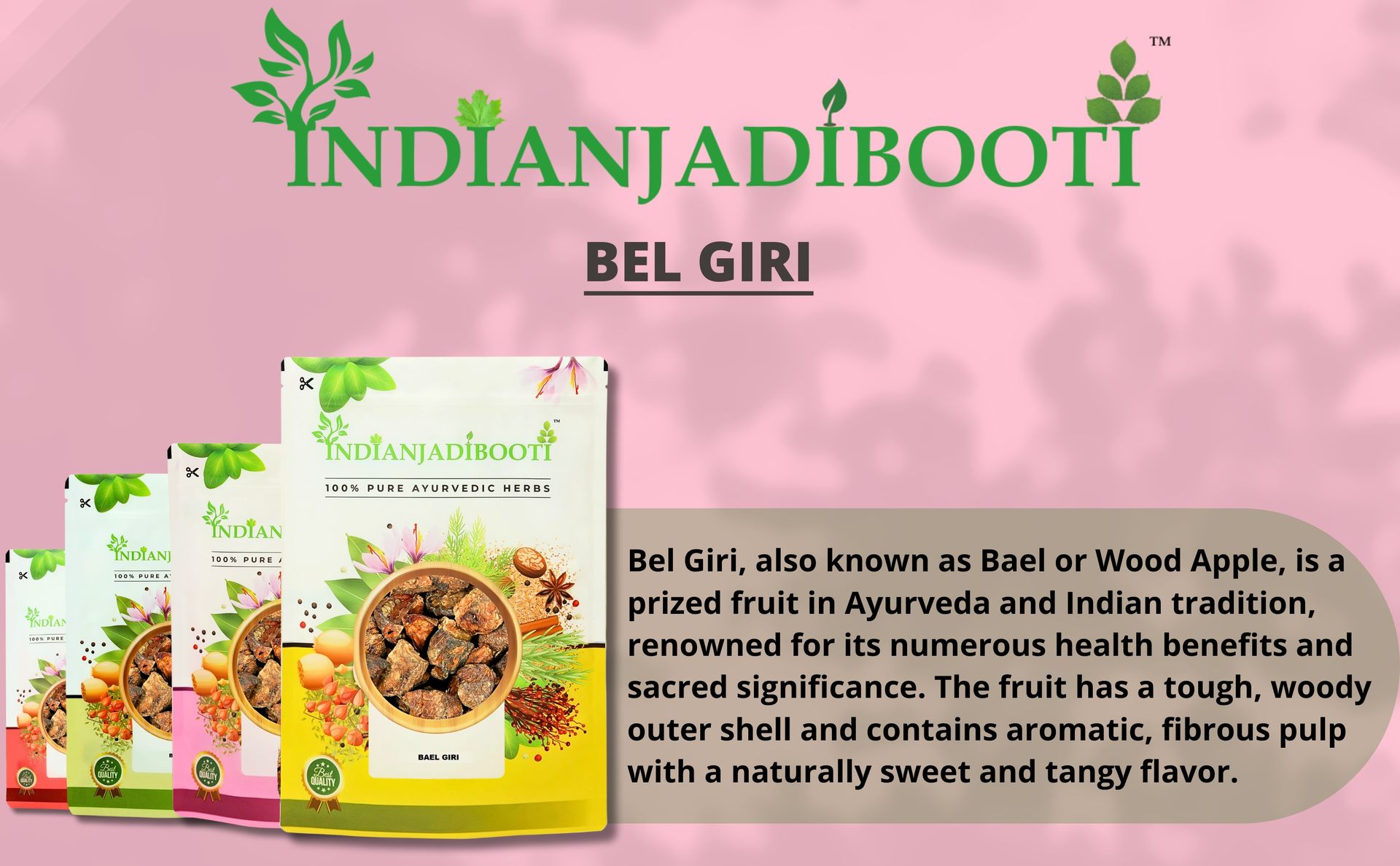 ndianJadiBooti Pure Bael Fruit (Dried Bilva Chunks) | Raw Wood Apple for Gastrointestinal Stability, Bowel Comfort & Deep Gut Detox| (100G)