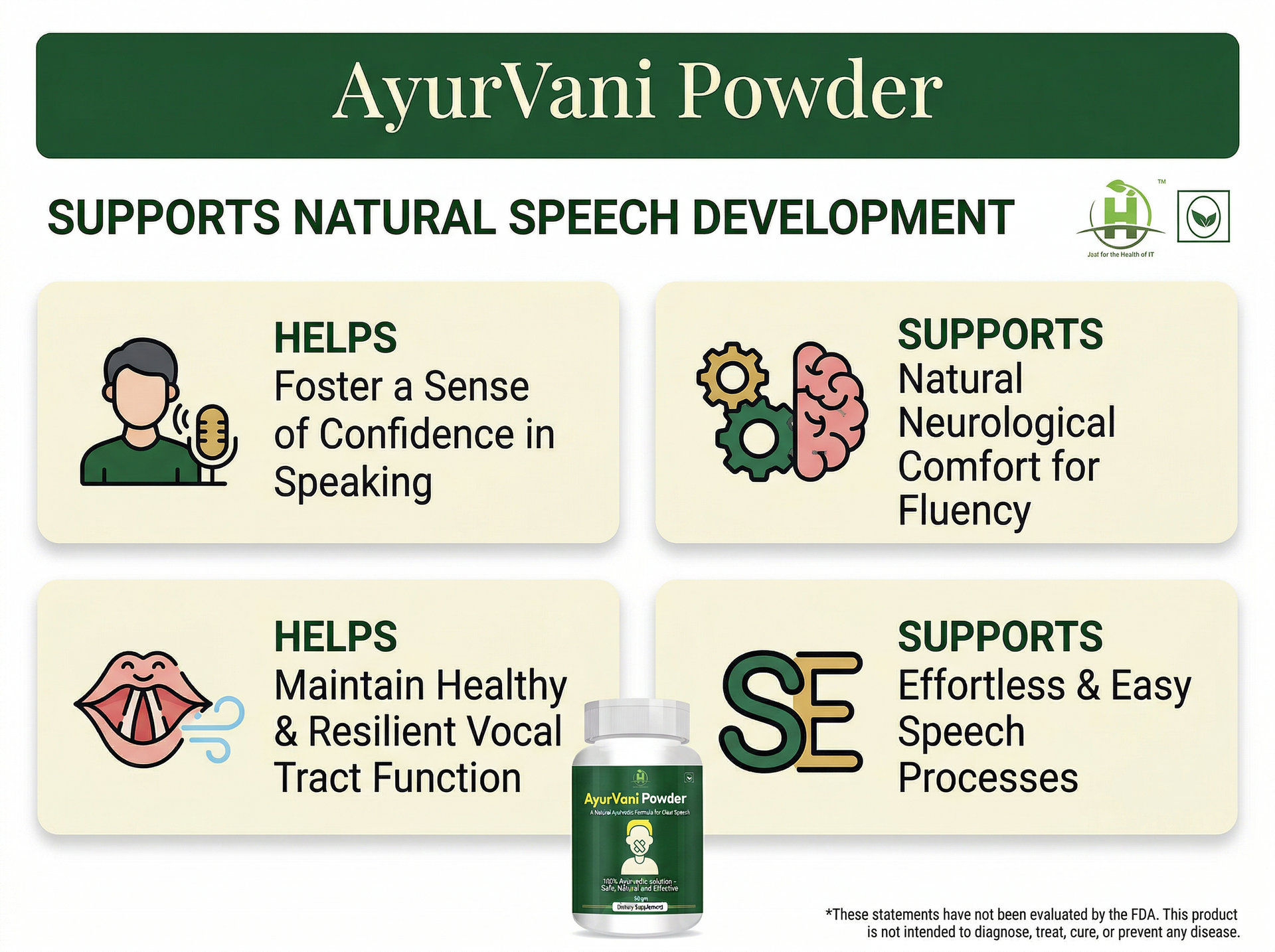 Healthy Nutrition AyurVani Powder | Ayurvedic Herbal Supplement with Brahmi, Shankhpushpi, Guduchi & Shatavari | 50 gm | Traditional Herbal Wellness Blend
