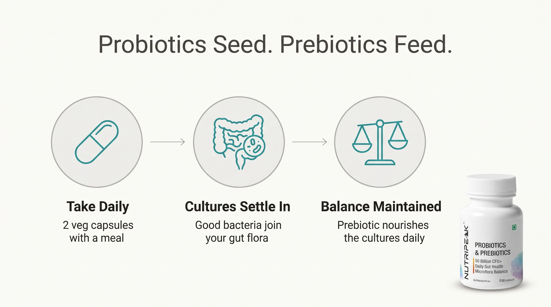 Probiotics & Prebiotics 50 Billion CFU+, 11 Strains, 60 Veg Capsules, Daily Gut Health & Microflora Support