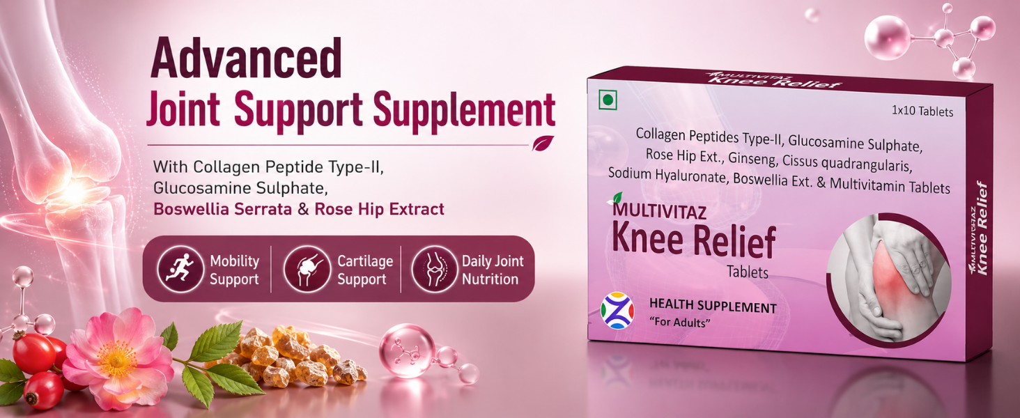 Advanced Joint Pain Support Supplement with Collagen Peptide Type-II, Glucosamine Sulphate, Boswellia Serrata & Rose Hip Extract | Mobility & Cartilage Support Supplement for Adults (30 Tablets)