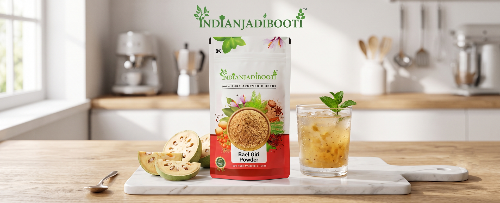 IndianJadiBooti Bael Pulp Powder | Stone Apple (Aegle Marmelos) | Natural Gut Cooler & Digestion Regulator | Ideal for Summer Sharbat, IBS & Stomach Acid | Wood Apple Fruit | 250g Pack