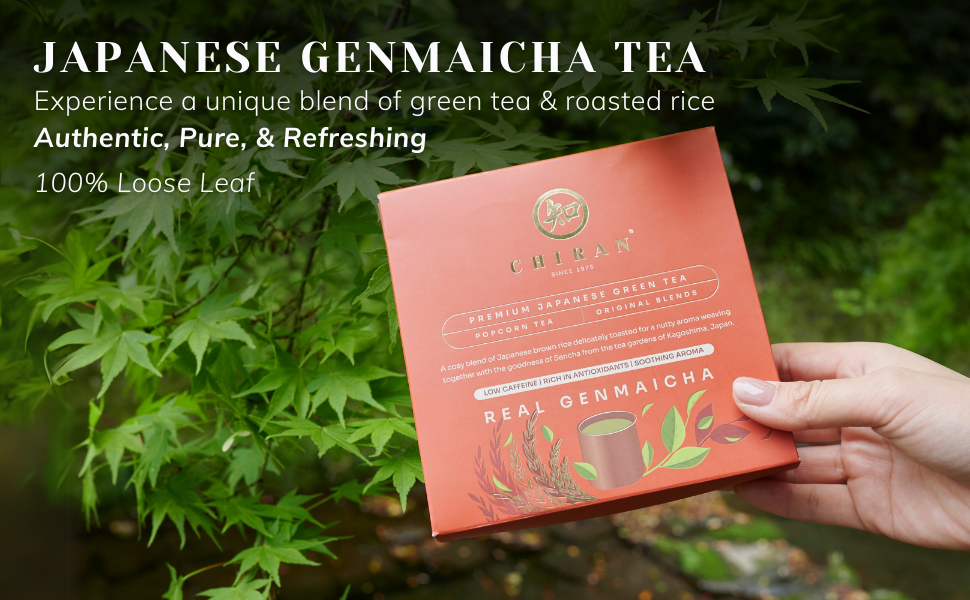 CHIRAN Genmaicha Japanese Green Tea — Loose Leaf 50g | Green Tea + Roasted Rice | Naturally Nutty & Low Caffeine | Imported from Kagoshima Japan | ~25 Cups