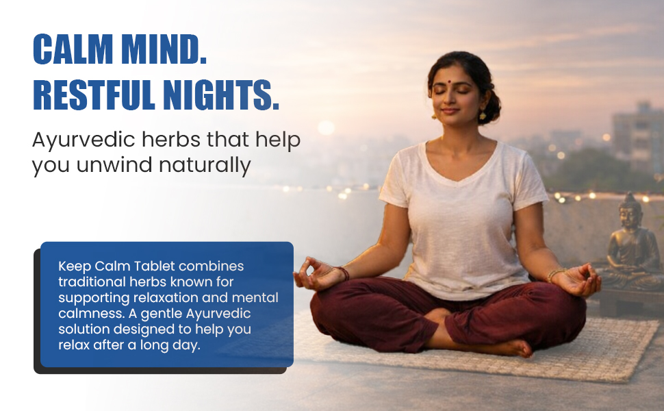 Keep Calm Tablet - Ayurvedic Sleep Tablets with Brahmi, Shankhpushpi, Ashwagandha and Jatamansi - FDCA Approved - 90 Tablets