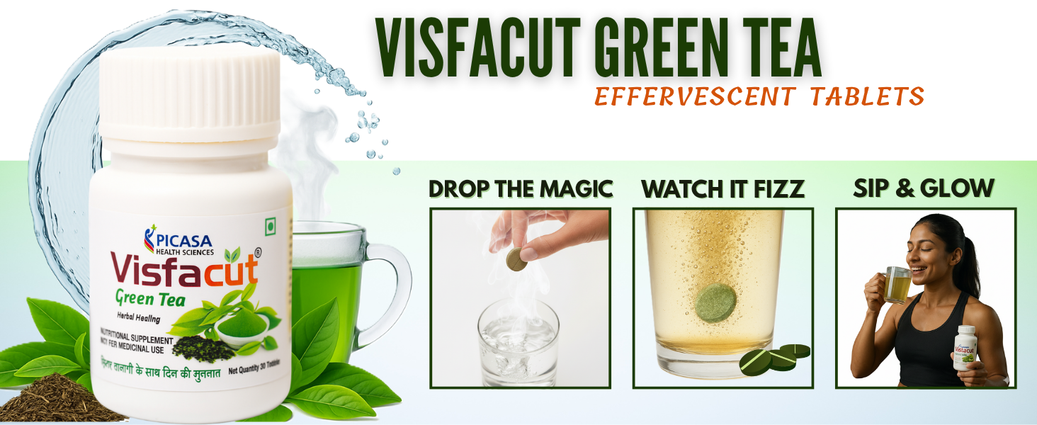 Herbal Green Tea | Natural Effervescent Tablet | Antioxidant Boost and Metabolism Booster | 30 Tablets