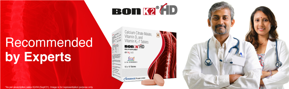 Bon K2 Hd With Advanced Calcium 10 capsules| Enriched With Calcium Citrate Malate, Vitamin D3 And Vitamin K2-7, Multivitamin Supplements For Men & Women, 2 count