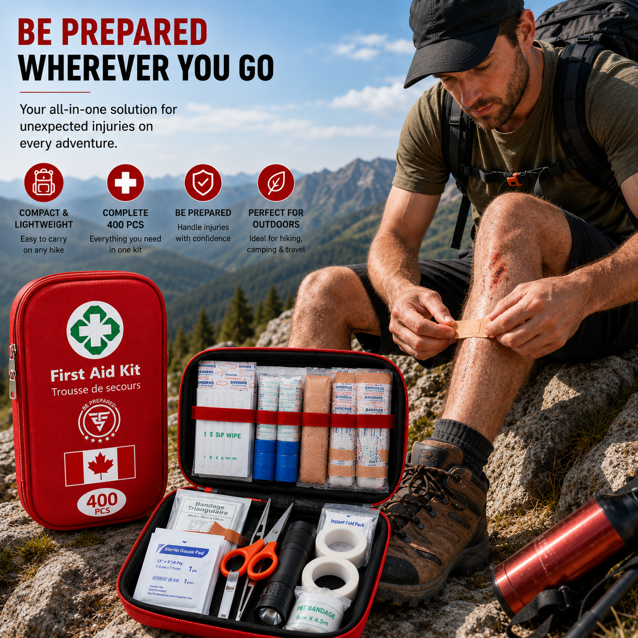 400-Piece First Aid & Survival Kit, Waterproof Case