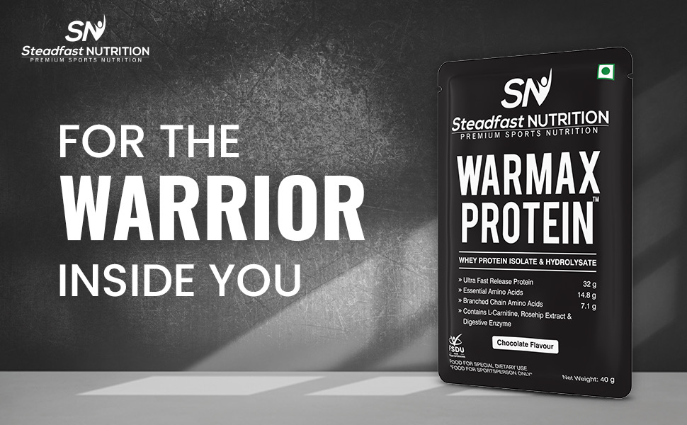 Steadfast Nutrition Warmax Whey Protein Isolate & Hydrolysate Powder 32G Ultra Fast Release Protein (Chocolate 6 Sachets, 240g)