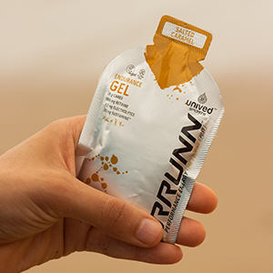 Unived Gel 100 - Vegan Energy Gel for Endurance Athletes Runners & Cyclists - 100kcal - Salted Caramel - Pack of 6