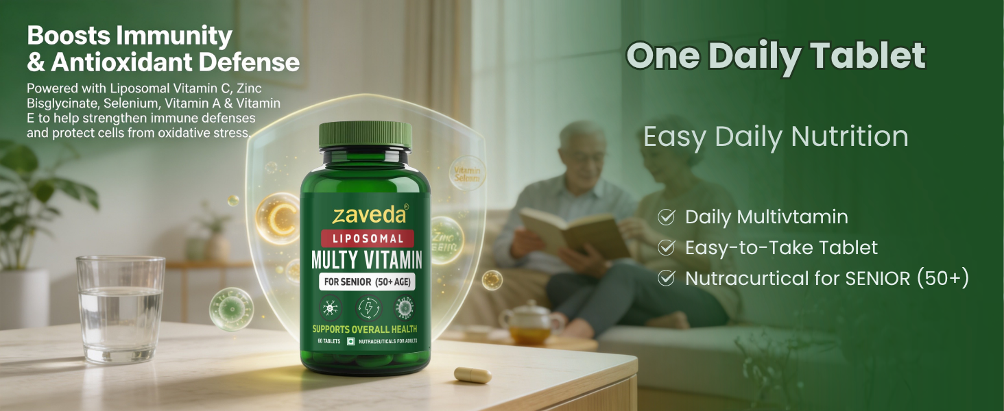 Liposomal Multivitamin for Seniors 50+ | Advanced Technology for Superior Absorption | with Methyl B12, L-Methylfolate, MK-7 & Bisglycinate Minerals | 60 Tablets