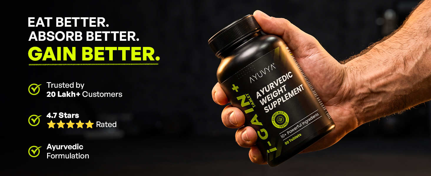 Ayuvya i-GAIN+ | Clinically Proven Ayurvedic Weight Gainer | Helps in Improving Appetite & Weight | Pack Of 2 | As Seen on Shark Tank