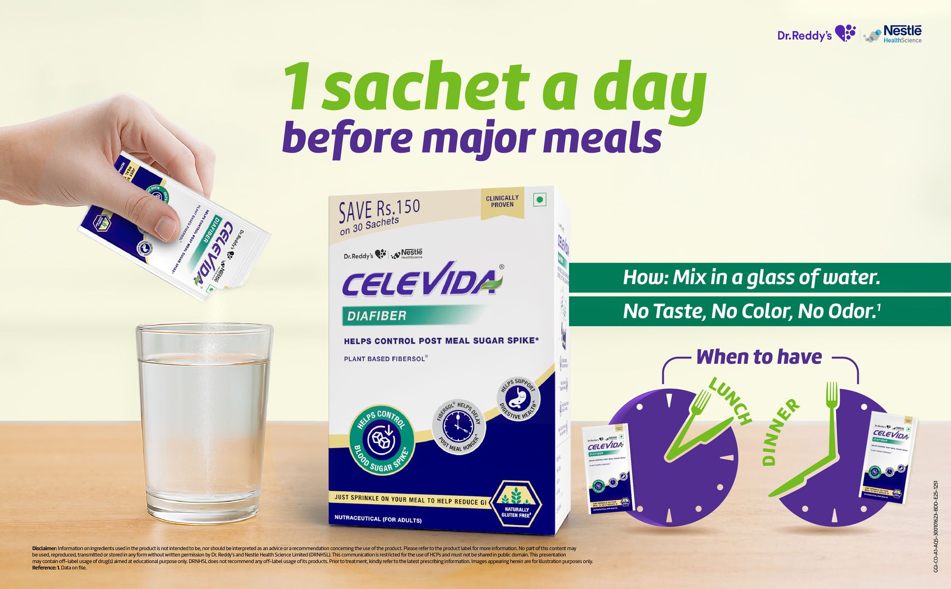 Celevida Diafiber - Diabetes Care Product| 100% Plant-Based Fibersol® Helps Control Post Meal Sugar Spike - 360g (Pack of 30 Sachets)