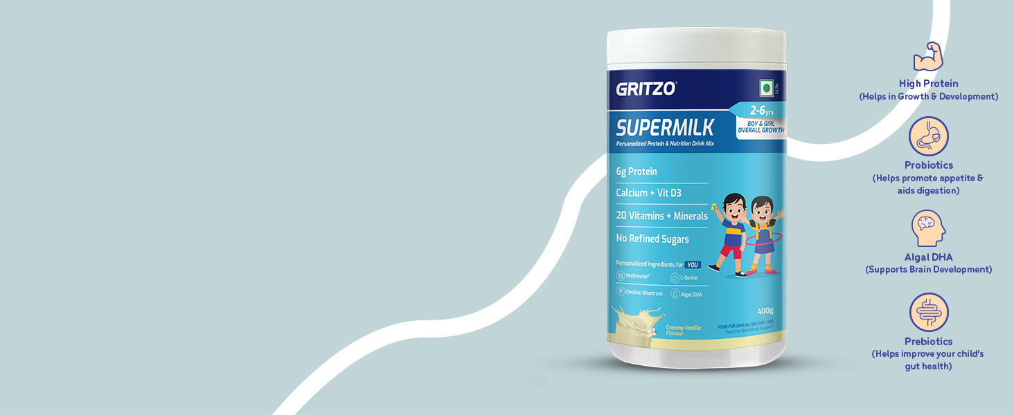 Gritzo SuperMilk Weight+ (2-6y Kids), Creamy Vanilla, 400g