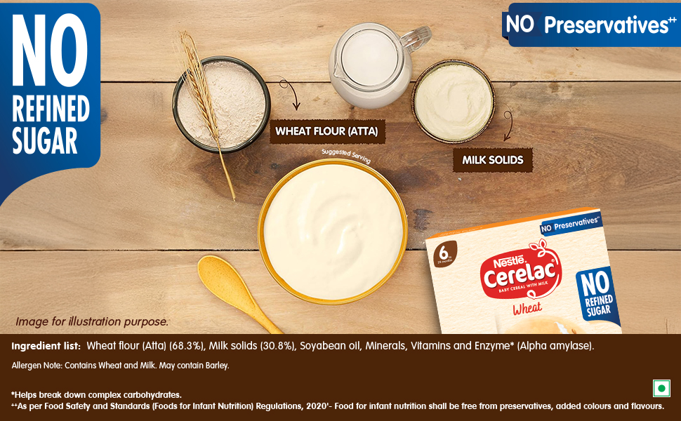 Nestlé CERELAC Baby Cereal Wheat, No Refined Sugar STG-1, 330g