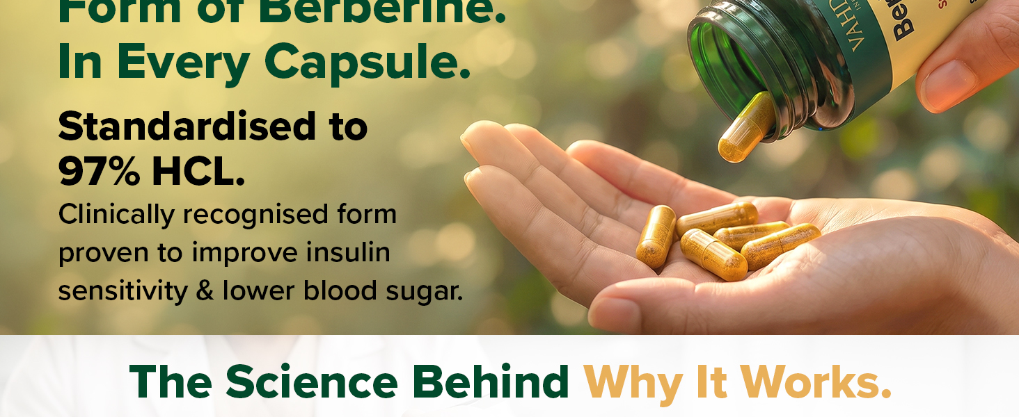 VAHDAM Berberine Capsules | Metabolism, Insulin, Blood Sugar Support | 60 N