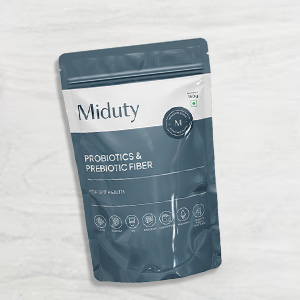 Miduty Probiotics Prebiotic Powder for Gut Health - Patented Lacto Bacillus Coagulans - Constipation Help- 150 grams
