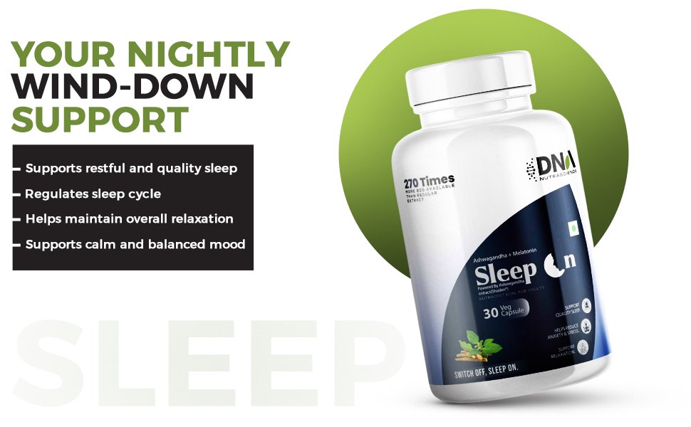 Sleep On with Shoden Ashwagandha Melatonin Herbal Extract Blend Unflavoured 30 Capsules Natural Sleep Support Stress Relief Calm Mind Deep Rest Formula Non Habit Forming Night Wellness Supplement