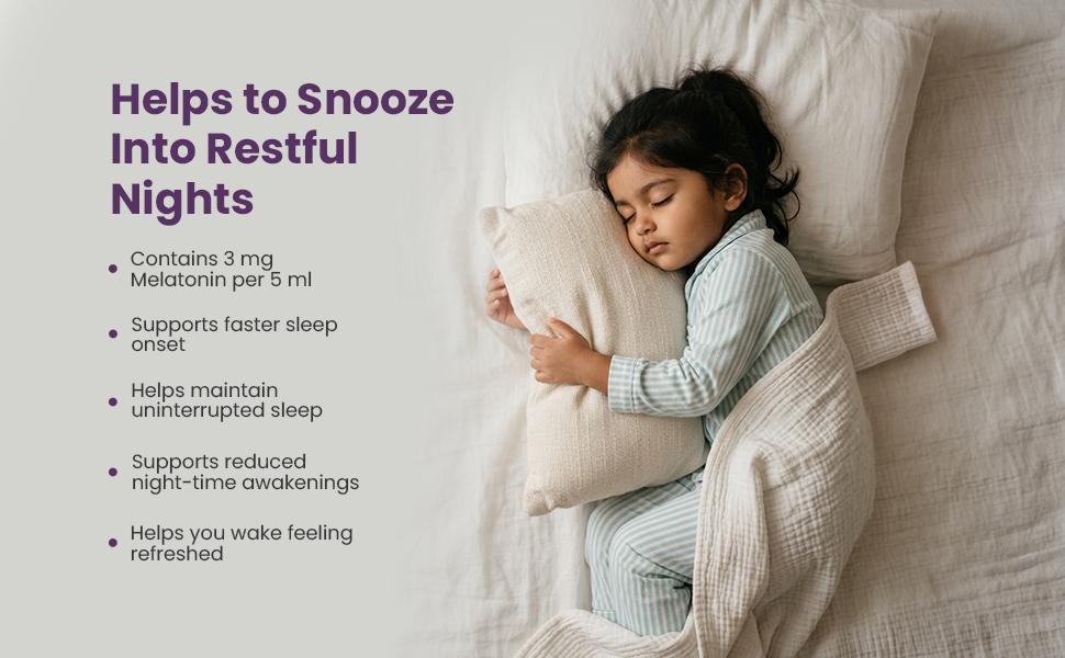 TRUNAP Melatonin Sleep Support Syrup 100 ml | 3 mg Melatonin | Supports Circadian Rhythm, Sleep Onset & Restful Sleep | Non Habit Forming | for 2+ Years