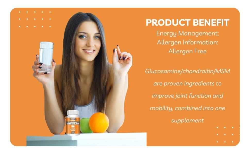 Glucosamine Chondroitin & MSM 2000mg – Joint Support Supplement for Men & Women | Relieves Pain, Stiffness & Promotes Bone & Cartilage Health | 60 Veg Capsules | Formulated in USA