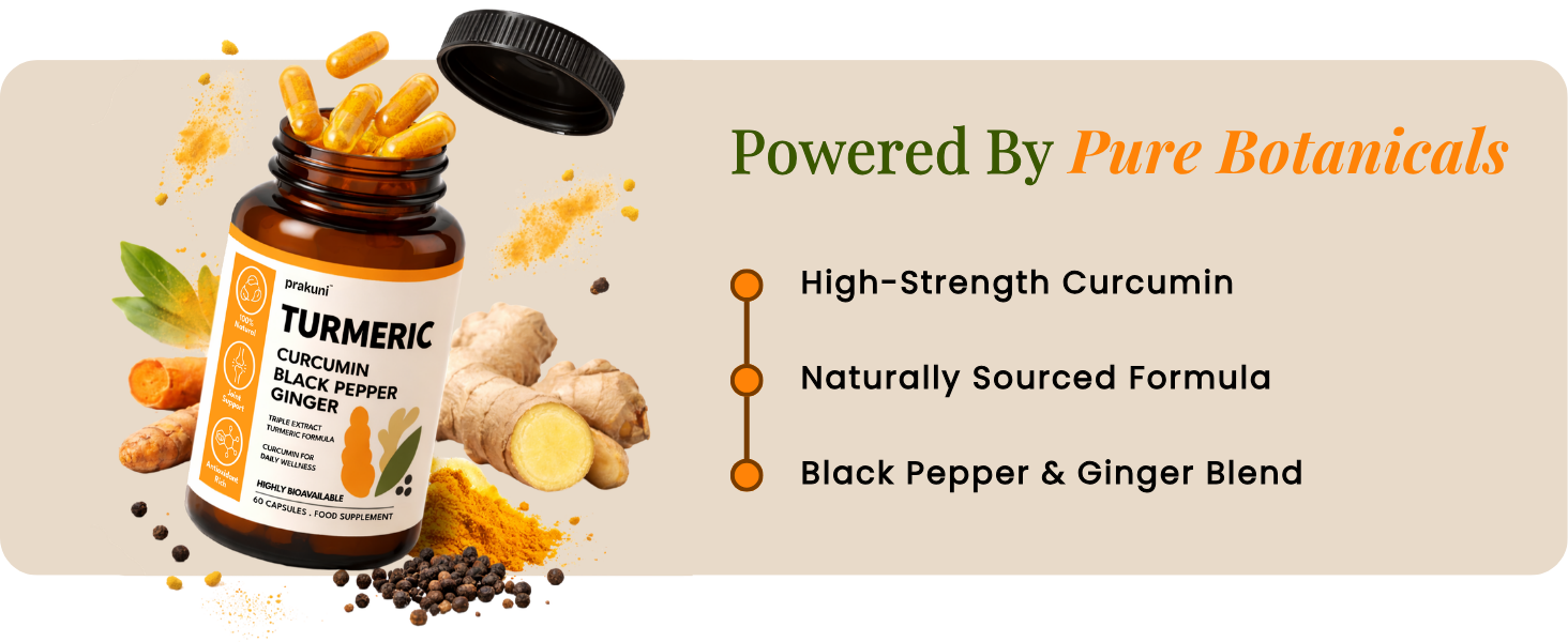 Turmeric Curcumin Capsules with Piperine (Black Pepper) & Ginger Root Extract | 95% Curcuminoids from Curcuma Longa | Anti-Inflammatory Joint Support Supplement for Men & Women | High Absorption Formula | Immunity & Antioxidant Support | 100% Natural | 60 Veg Capsules