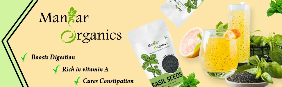 ManHar Organics Basil Seeds (Sabja/Tukmaria/Tulsi Beej) 1kg | For Falooda, Drinks, Smoothies & Desserts