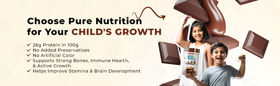 Nutrela Kids Protein Powder - 400g, Chocolate Flavour | Helps in Memory and Brain Development | Improve Muscle Mass, Bone and Teeth Strength | Ideal for 4 to 15 Years | Pack of 2