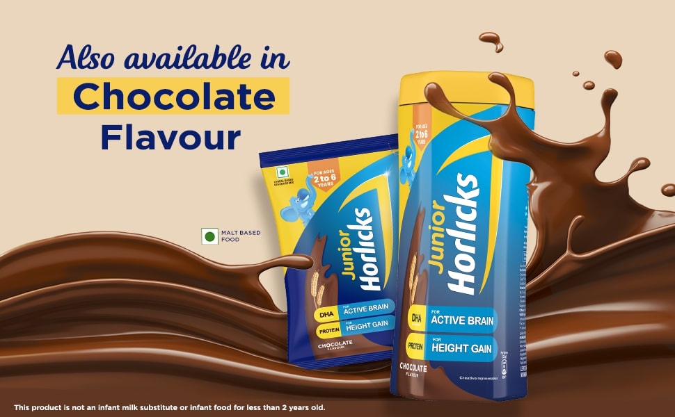 Junior Horlicks Nutrition Drink 500g, Vanilla, Nutrition for Toddlers & Young kids (2-6 years) for Supporting Growth
