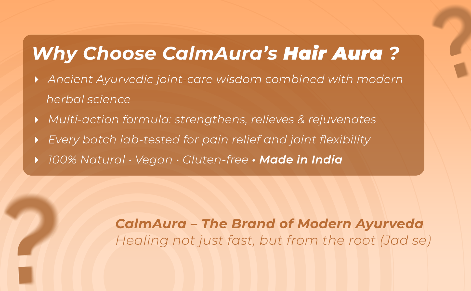 CalmAura OrthoAura Ayurvedic Bone & Joint Support Powder 100g | Herbal Joint Pain Relief, Arthritis Care, Bone Strength & Mobility Formula with Hadjod Punarnava Shallaki | Vegan