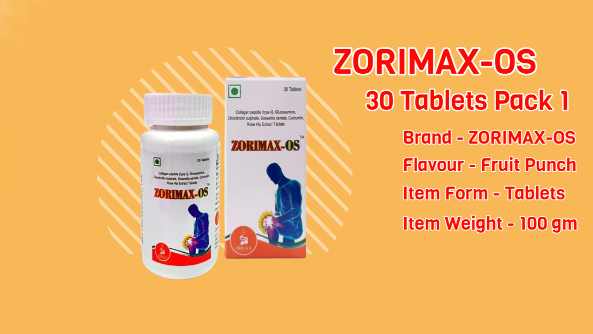 Zorimax OS Collagen Type II Joint Health Supplement – With Glucosamine, Chondroitin Sulphate, Boswellia Serrata, Curcumin & Rose Hip Extract | 30 Tablets (Pack of 1)