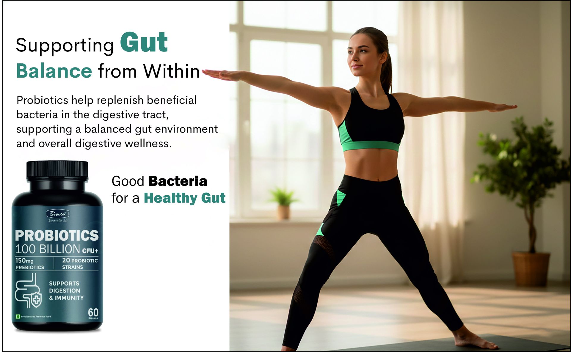 Probiotics 100 Billion+ CFU 60 Veg Capsules | High Potency Multi Strain Probiotic for Gut Health, Digestive Balance & Immunity Support