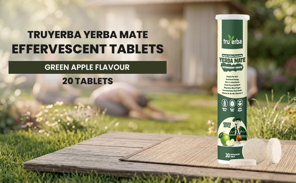 Yerba Mate Effervescent Tablets, Green Apple Flavour, 20 Tablets