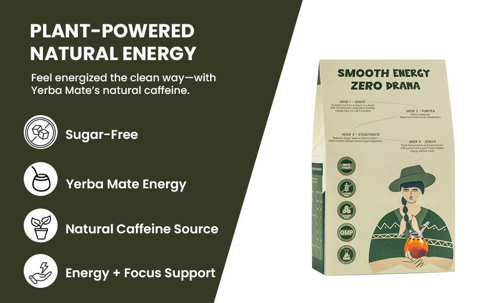 Organic Yerba Mate Power Gummies | Orange Flavour | Sugar-Free | Plant-Powered Energy Supplement | 30 Gummies