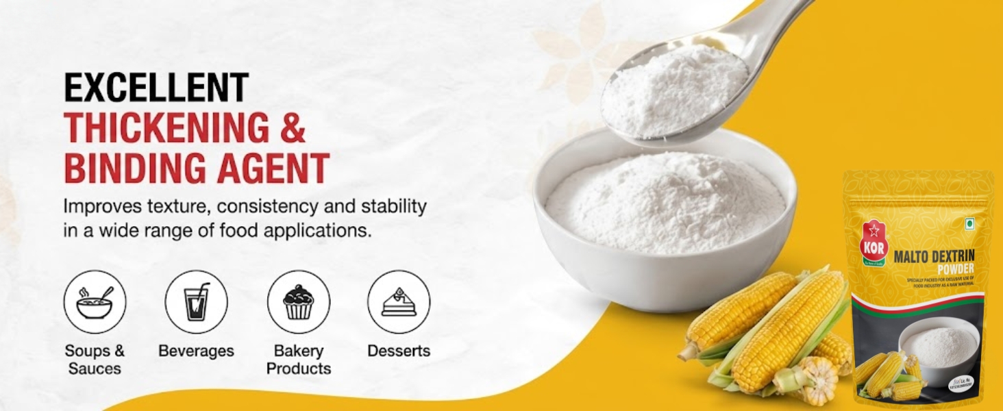 KOR Maltodextrin Powder (800 gm) Pack of 1/Complex Carbohydrate for Workout Shakes/Easy Mixing Thickener for Beverages, Baking & Sports Nutrition/Fast Absorbing Carbohydrate Energy Powder