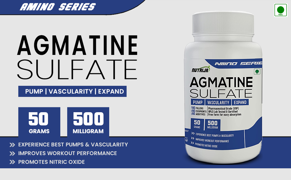 NutriJa Agmatine Sulfate Powder - 50 Grams | 100 Servings | Boost Nitric Oxide, Muscle Pump & Strength