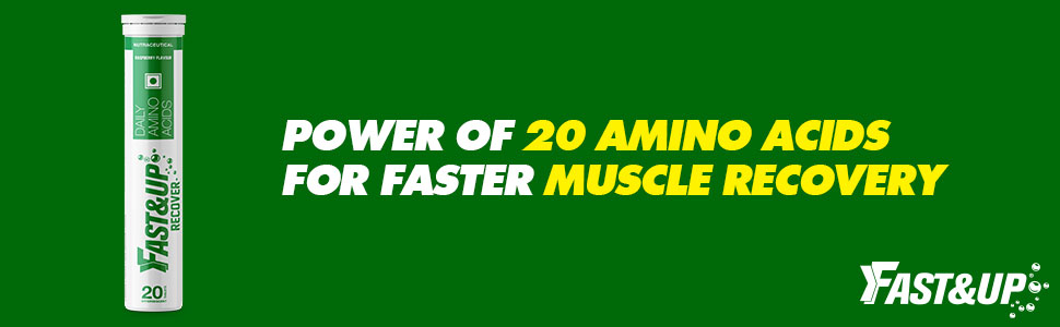 Fast&Up Recover - Essential Amino Acids (20 Effervescent Tablets - Raspberry Flavour) - Post Workout Supplement for Muscle Recovery