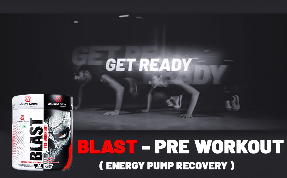 Muscle Gears Blast Pre Workout Powder | Beta Alanine Formula | Strength, Endurance & Focus | Muscle Pump & Stamina | Gym Performance & Recovery | Fruit Blast Flavor | 30 Servings | 300g