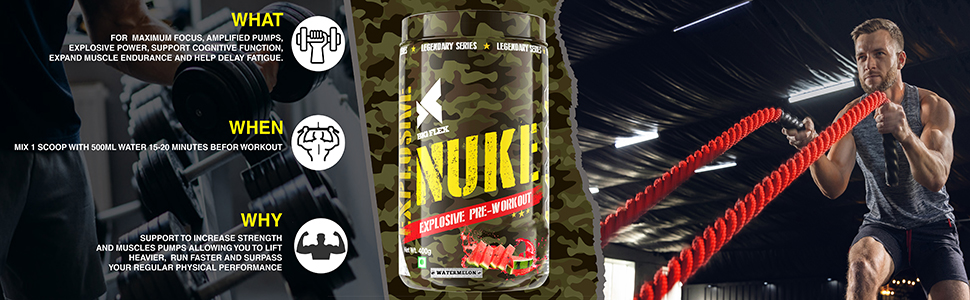 Bigflex Nuke Pre Workout Powder| 33 Servings |Energy Booster| (Guava, 400 gm)